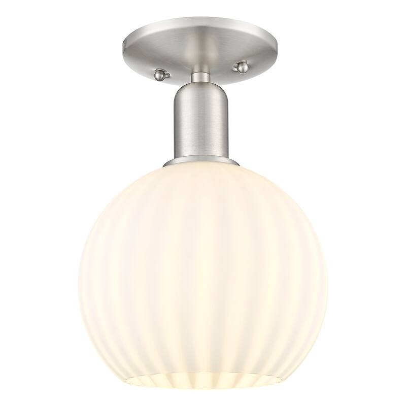 Innovations Lighting 716-1C-12-8 White Venetian Semi-Flush White - Brushed Satin Nickel / White Venetian