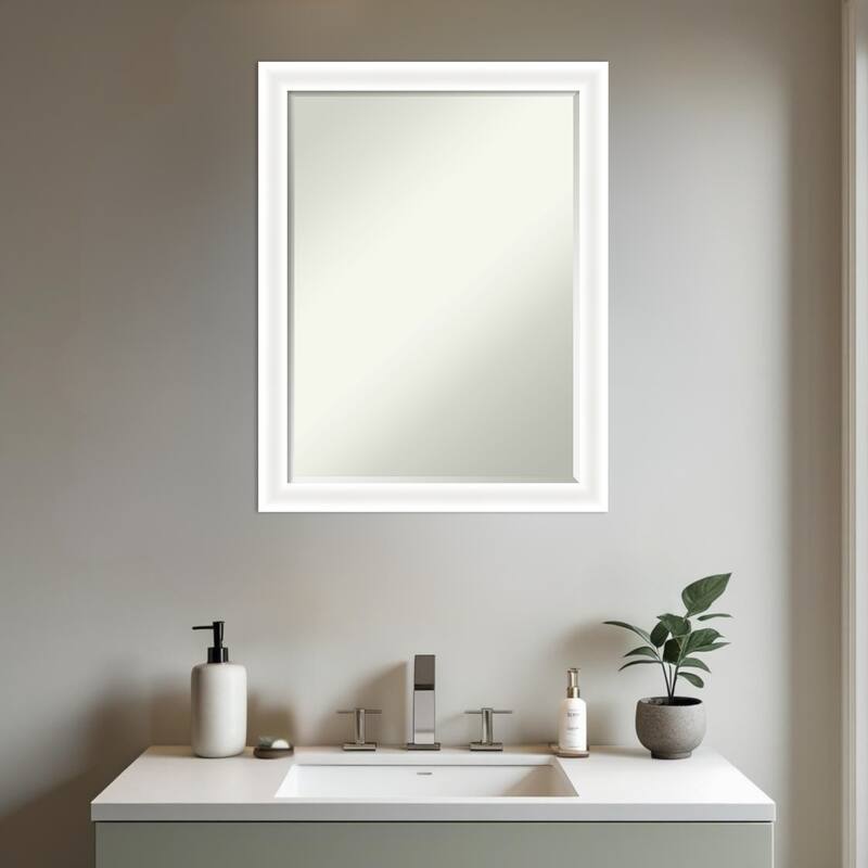 Oliver Narrow Half-Inch-Bevel Wood Framed Bathroom Vanity Wall Mirror