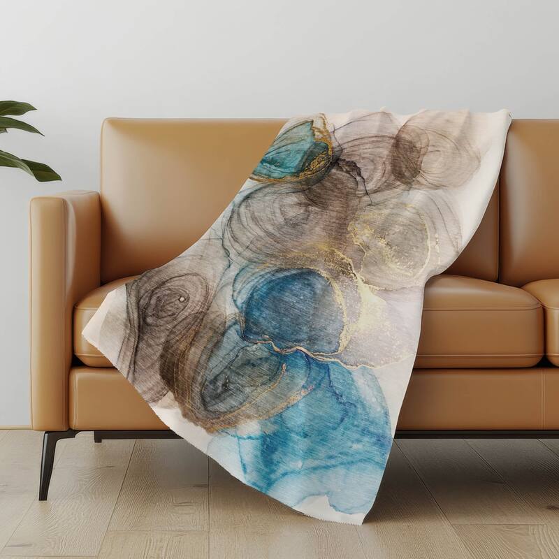Premium Machine Washable Abstract Contemporary Sherpa Throw Blanket