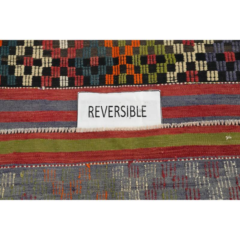 Hand Woven Oriental 100% Wool Carpet Southwestern Tribal Oranges & Rust Kilim Area Rug - 9' 6'' X 5' 10''