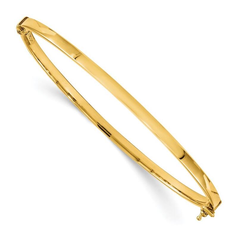 Curata 14k Yellow Gold Polished Hinged Cuff Stackable Bangle Bracelet