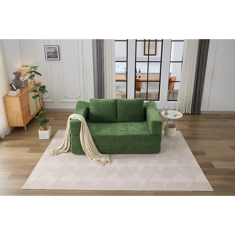 Modern Minimalist Convertible Fold-Out Sofa Bed with Removable Backrest