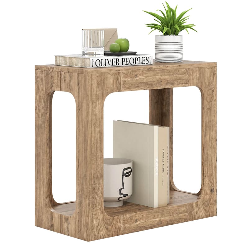 Costway 1/2 PCS 2-Tier End Table with Storage Shelf Hollow-out Design