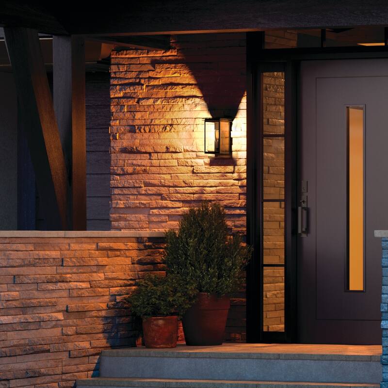 Kichler Lighting Arkville 10 Inch 1 Light Outdoor Wall Light with Clear Seeded Glass in Textured Black - Textured Black