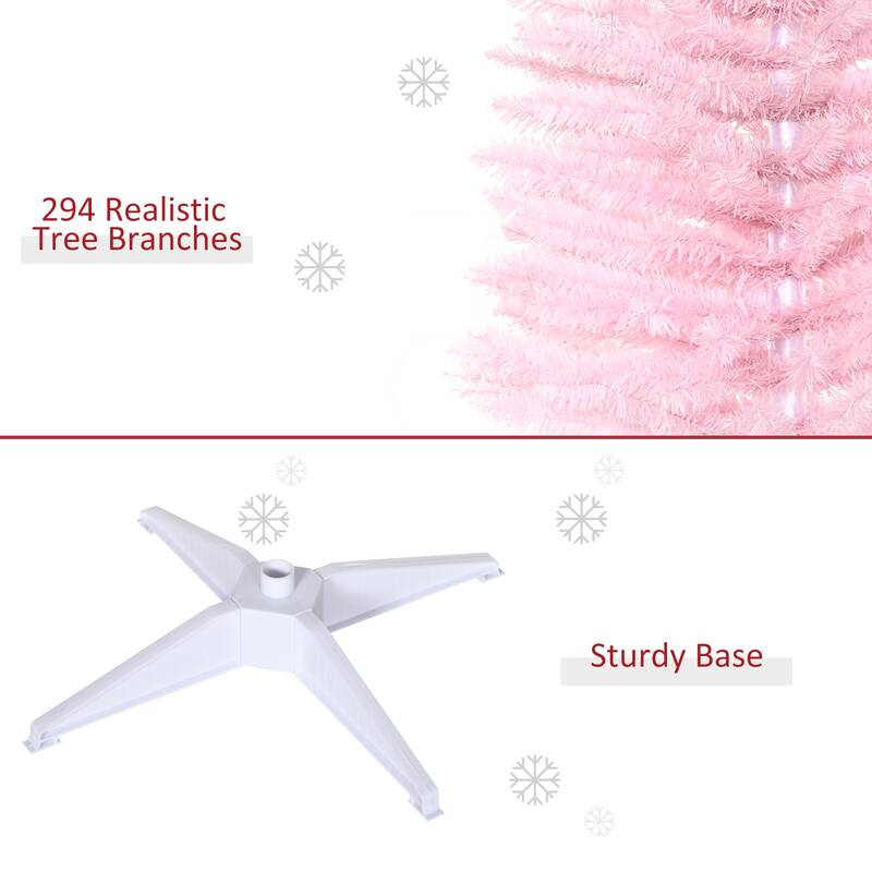 HOMCOM 5' Unlit Artificial Pencil Christmas Tree, Slim Xmas Tree with Foldable Metal Stand - 4.91 ft