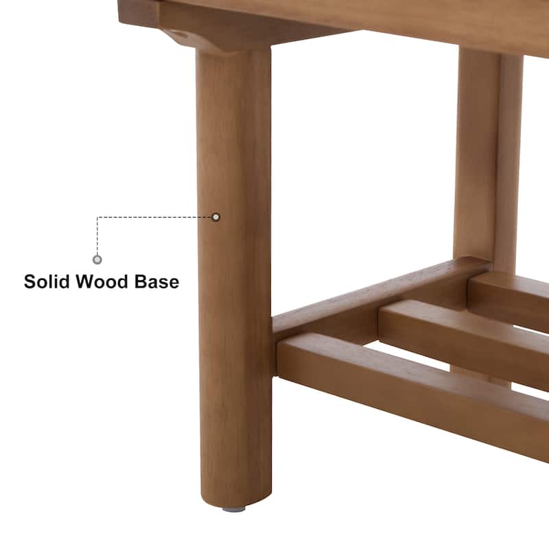 2-Tier Solid Wood Upholstered Entryway Shoe Bench with Storage Shelf - 44.49"W x 16.54"D x 18.11"H