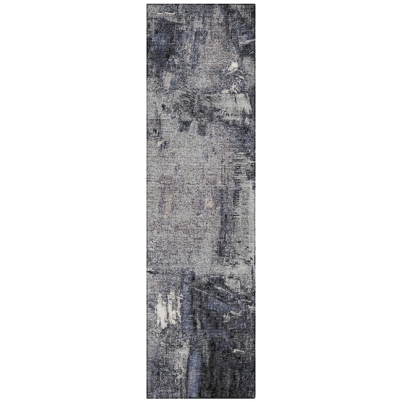 Machine Washable Indoor/ Outdoor Abstract Imprints Chantille Rug