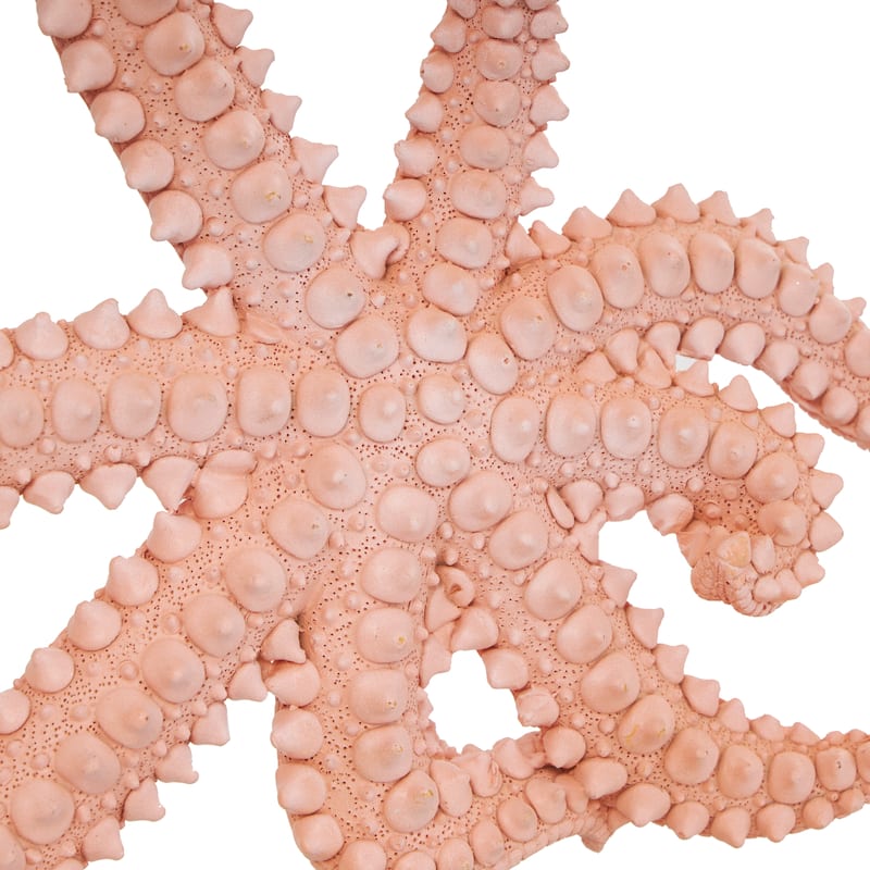 Pink Polystone Textured Starfish Sculpture with Copper Stand