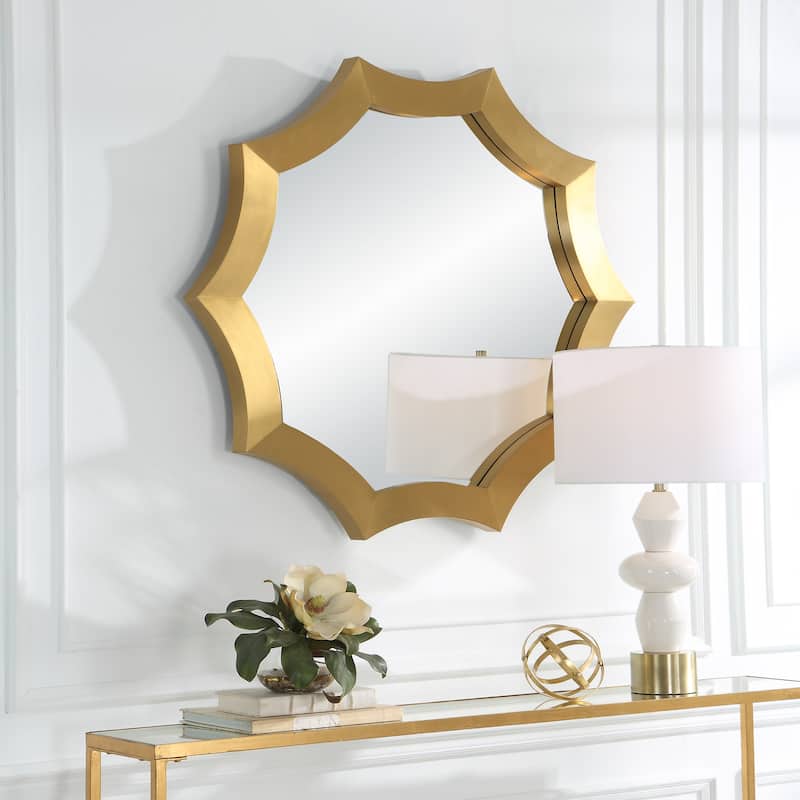 Brushed Brass Round Wall Mirror - 42" - Gold