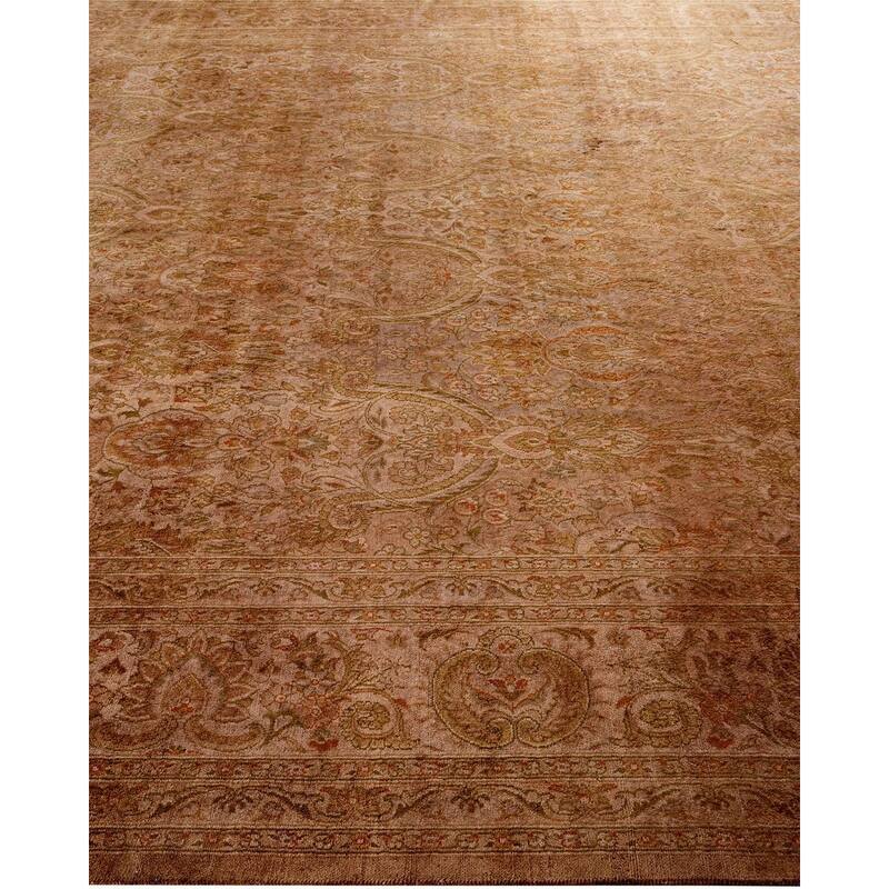 Overton Hand Knotted Wool Vintage Inspired Modern Contemporary Overdyed Brown Area Rug - 8' 2" x 10' 2"