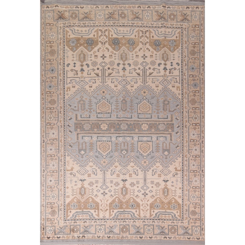 Tribal Geometric Khotan Oriental Area Rug Handmade Wool Carpet - 8'11" x 12'2"