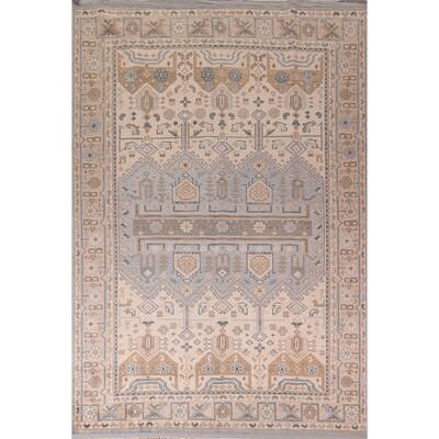 Tribal Geometric Khotan Oriental Area Rug Handmade Wool Carpet - 8'11" x 12'2"