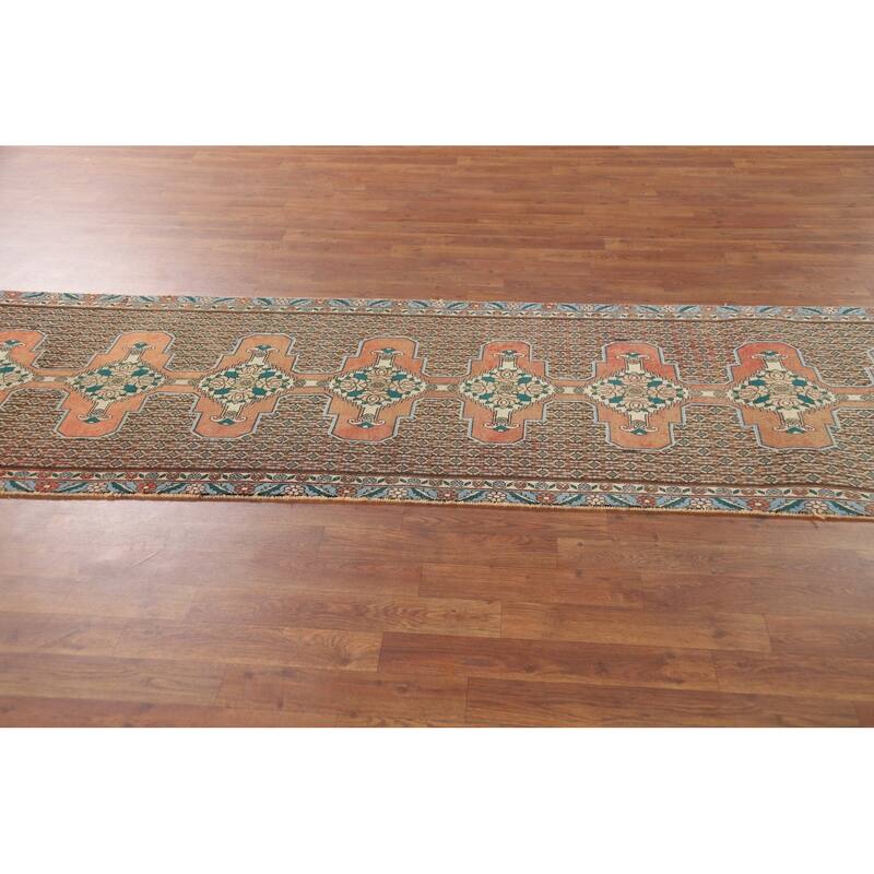 Geometric Bidjar Vintage Persian Runner Rug Handmade Wool Carpet - 2'9" x 10'1"