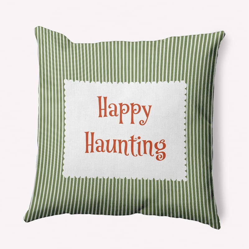 Halloween Happy Haunting Ticking Accent Pillow - Scallion - 16" x 16"