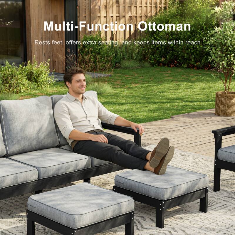All-weather HIPS Outdoor Sofa Set with Detachable Cushions (Set of 5)