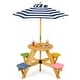 preview thumbnail 1 of 8, Gymax Kids Picnic Table w/ Stools Wooden Activity Desk Set w/ Foldable Multi