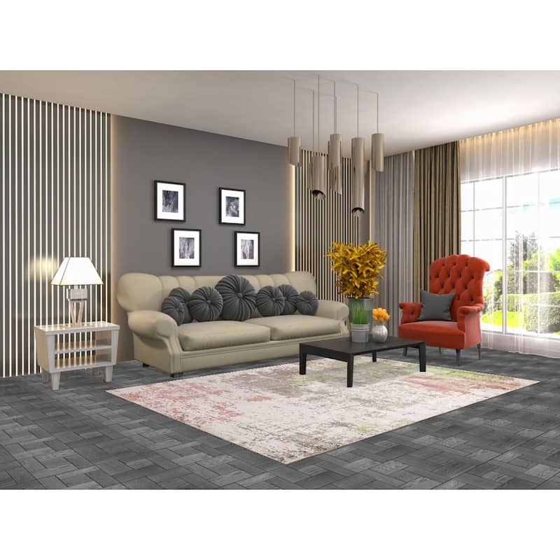 Contemporary Abstract Area Rug Hand-Knotted Wool Carpet - 5'6" X 7'8"