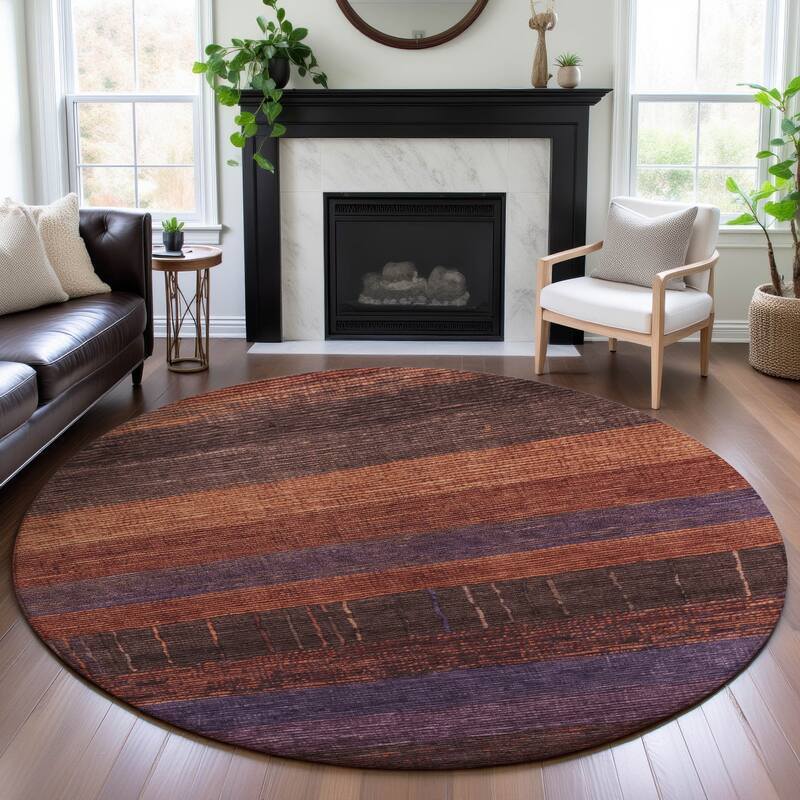 Premium Washable Super Soft Ombre Stripes Mayfield Rug - Paprika - 8' x 8'