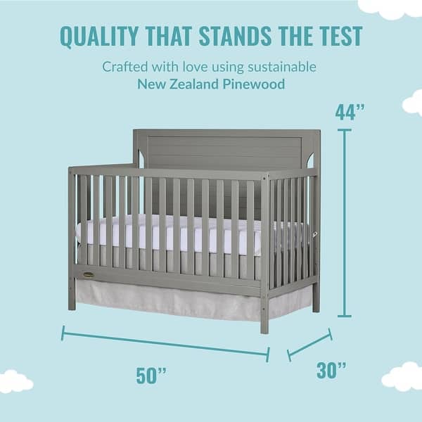 Dream On Me Cape Cod 5 in 1 Convertible Crib - Storm Grey