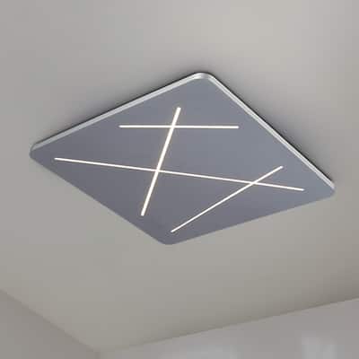 VONN Lighting Tureis VMCF41200AL 18" ETL Certified Integrated LED Brushstroke Flush Mount Silver - 17.75"L x 17.75"W x 2"H