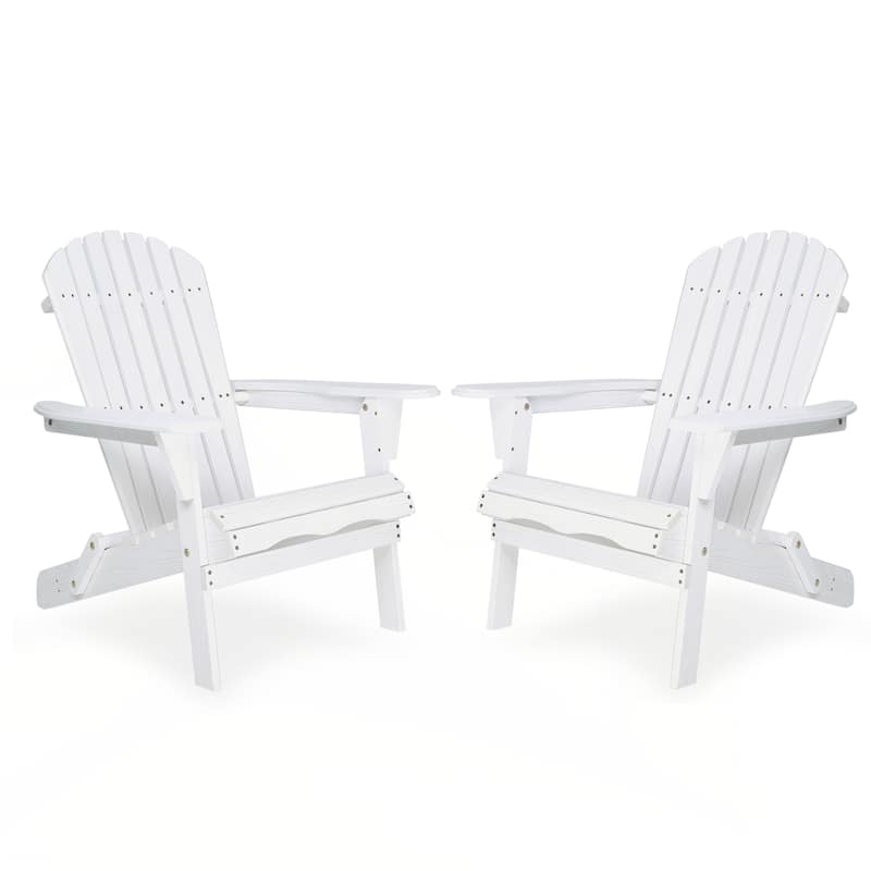 Wooden Outdoor Folding Adirondack Chair Set of 2 - White