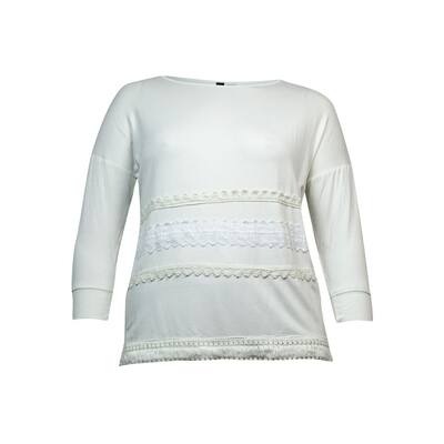 Kensie Women's Lace Fringe-Trim Sweatshirt