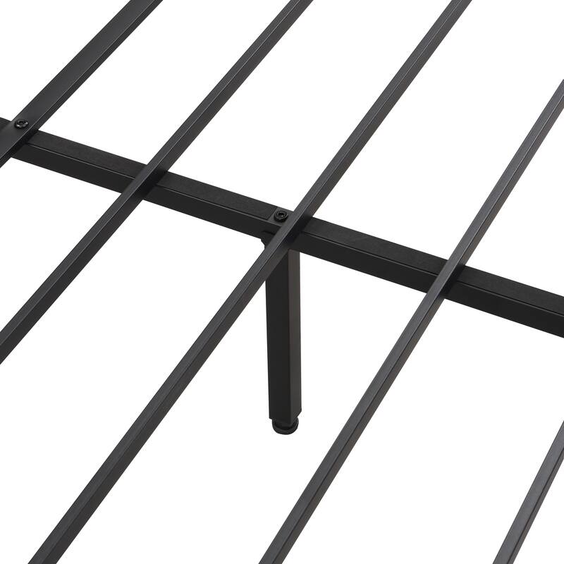 Queen Size Metal Bed Frame with Wooden Headboard, USB Charging, Storage Drawers, LED Lights, No Box Spring Needed