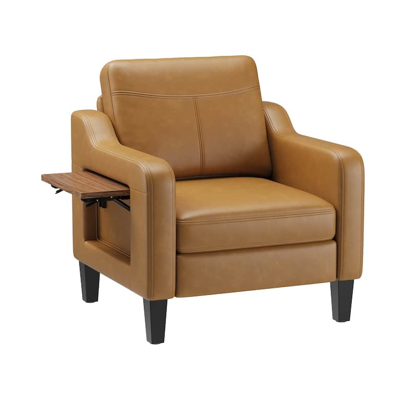 Modern Accent Chair with Wooden Armrest Comfortable Single Sofa Armchair for Living Room Bedroom Reading