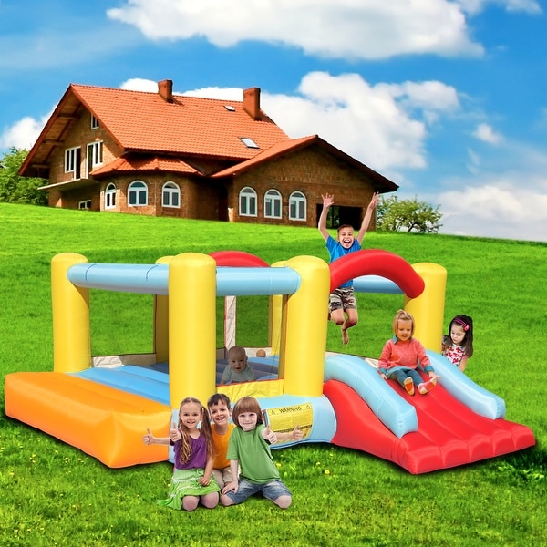 Bounce House Inflatable Jumping Castle a Basketball Hoop With Ball And a Slide. Opens flyout.
