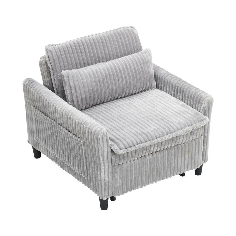 Corduroy Accent Chair Convertible Chaise Lounge, Single Sofa Chair Lounge Chair Pull-out Sleeper Sofa Bed