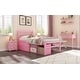 preview thumbnail 13 of 13, Twin Size Wood Platform Bed with Removable Shelves, 2-Storage Drawers, Pink
