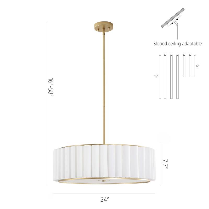 GetLedel 24 in. 5-Light Dimmable Pleated Drum Chandelier