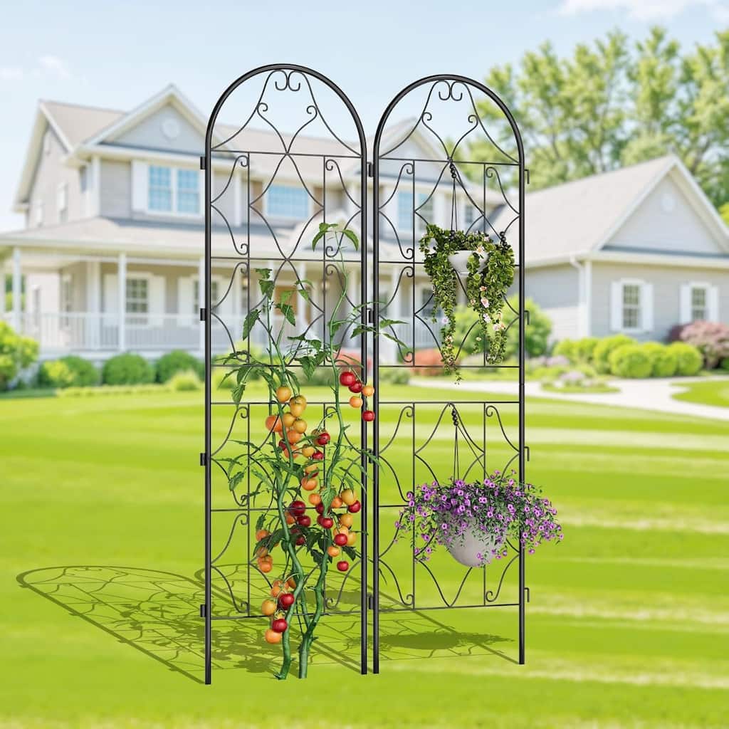 2 Pcs Outdoor Metal Garden Trellis, Garden Fence for Cllimbing Plants, Vegetables