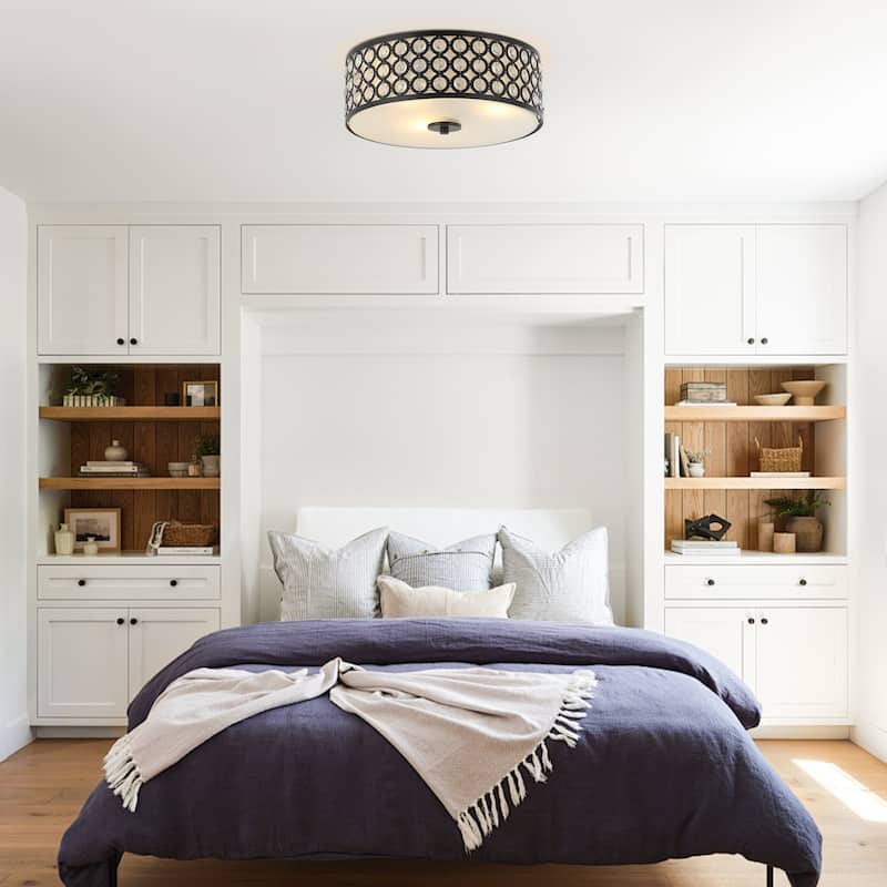 Modern 3-Light Crystal Flush Mount Black Ceiling Light