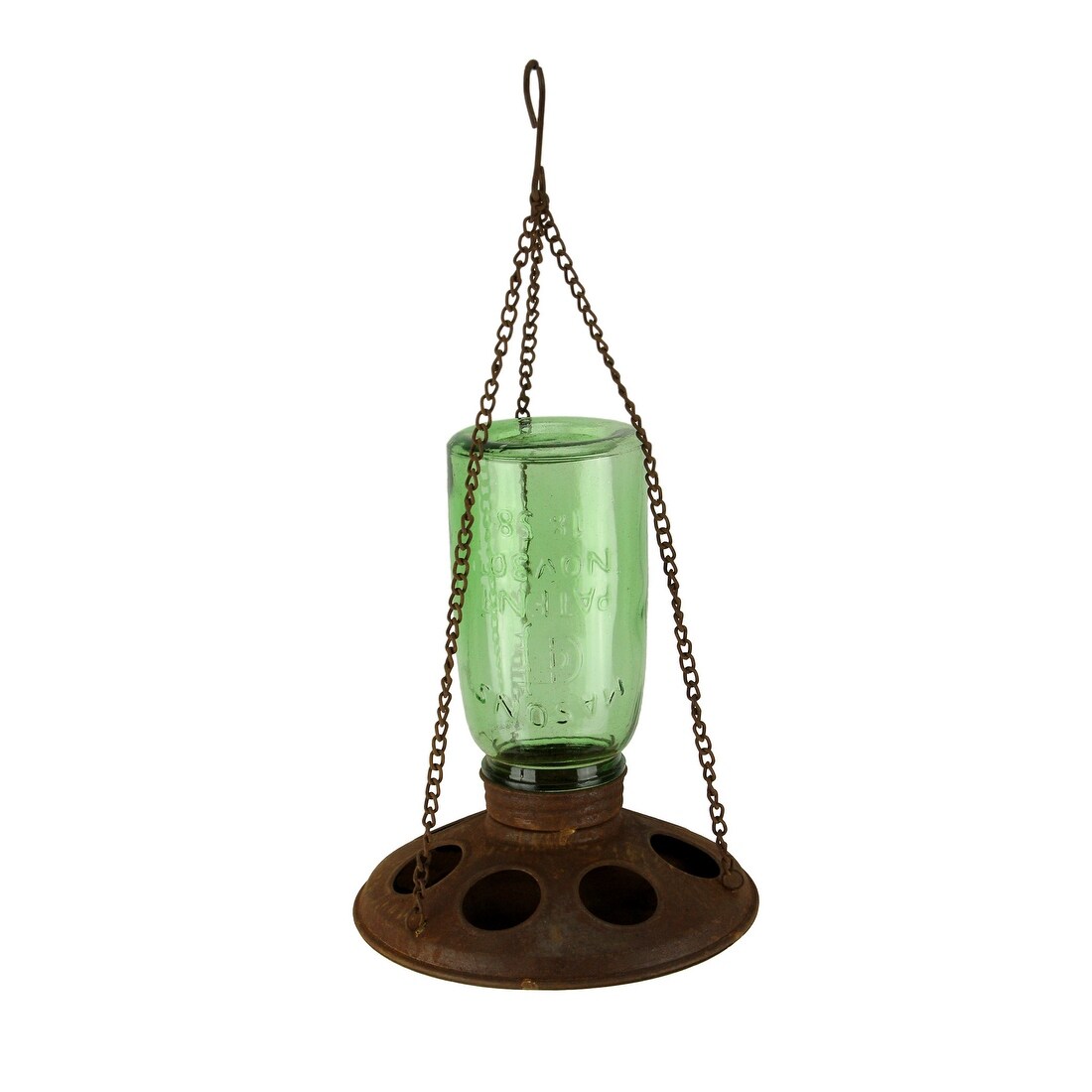 Shop Green Glass Mason Jar Rusty Metal Tray Round Hanging Wild