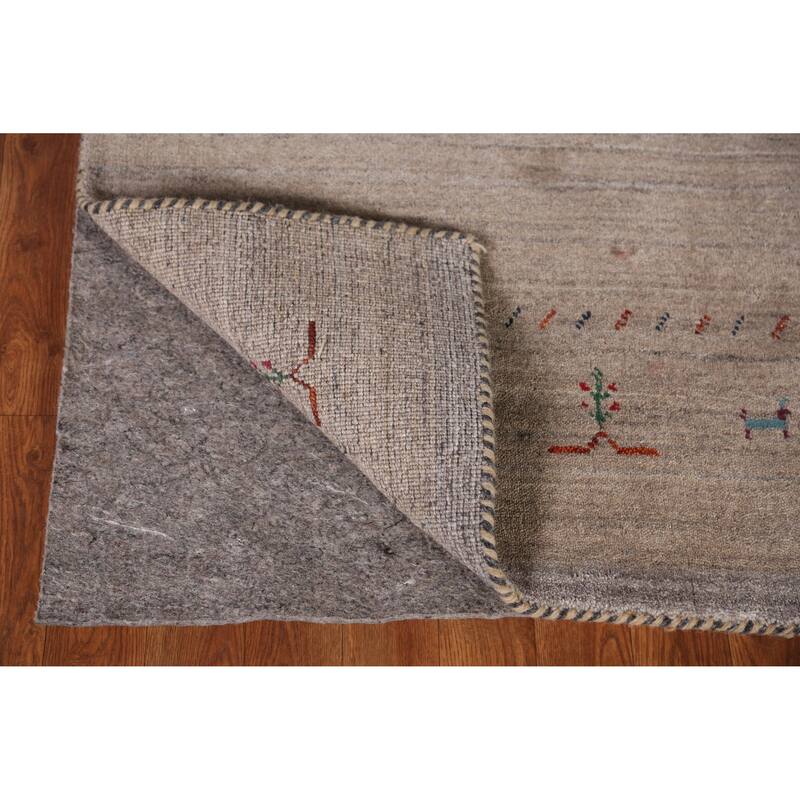 Hand Knotted Oriental 100% Wool Carpet Tribal Animal Pictorial Brown Gabbeh Area Rug - 7' 9'' X 5' 4''