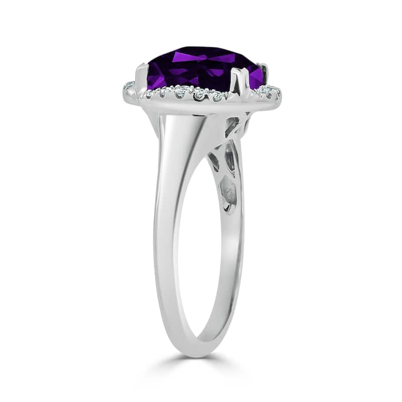 Auriya 2 3/8ct Cushion-cut Purple Amethyst Halo Diamond Engagement Ring 1/8ctw 14k Gold