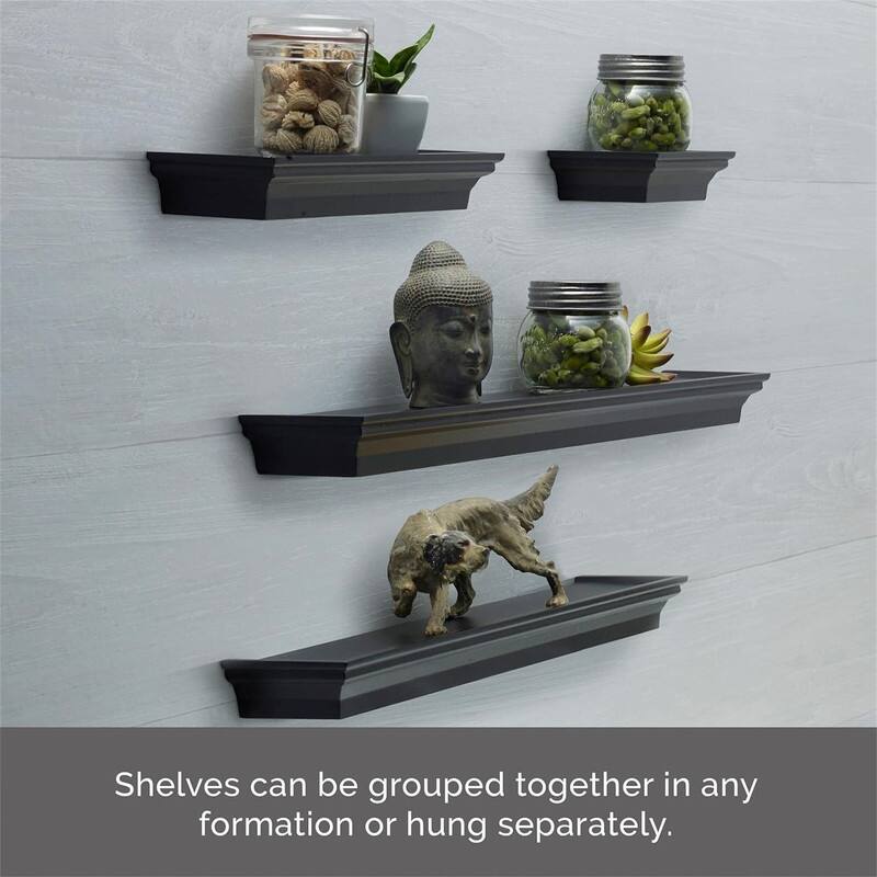 Floating Wall Shelves for Bedroom Set of 4, White, 4 Count - 4.33"D x 24.61"W x 5.12"H