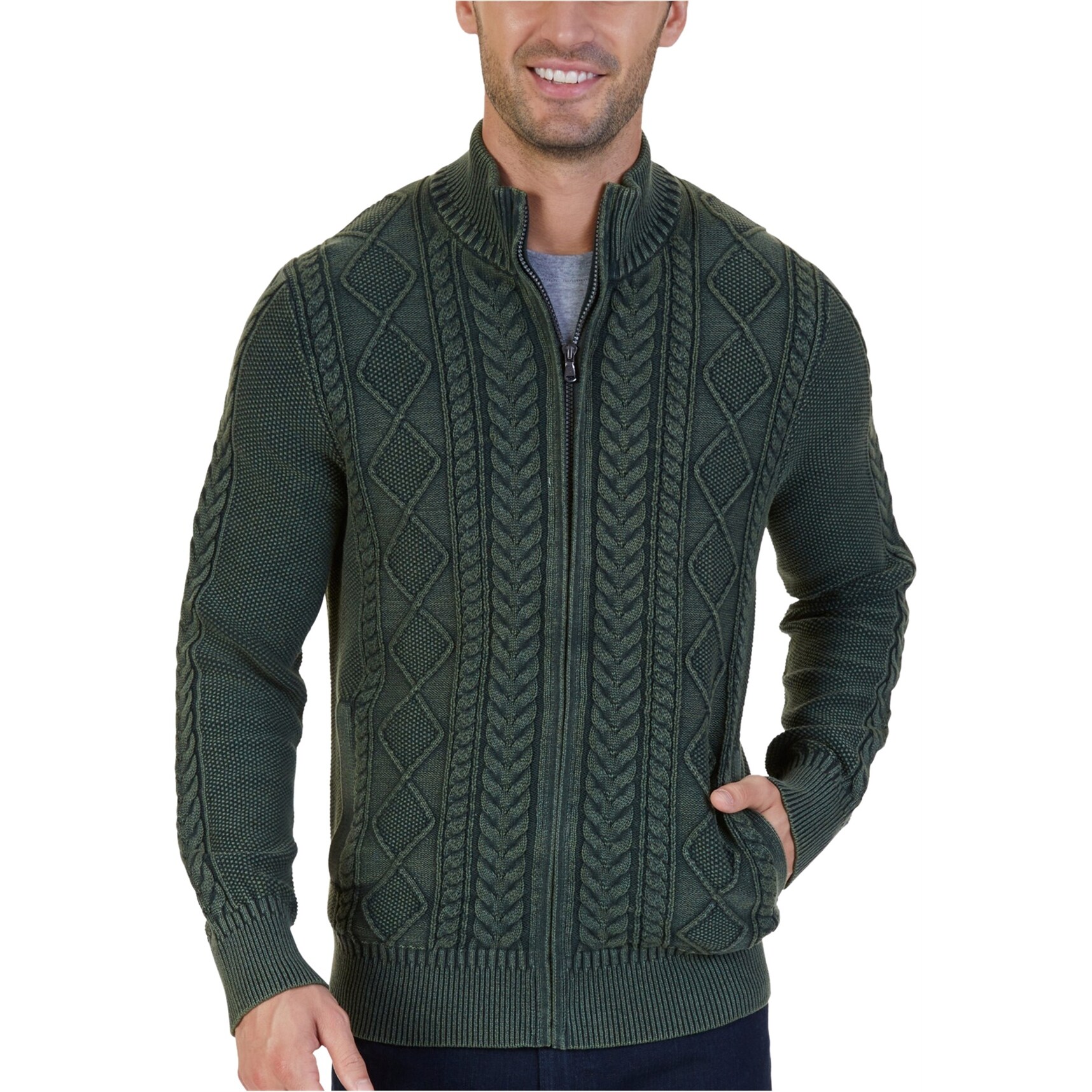 mens green cardigan sweater