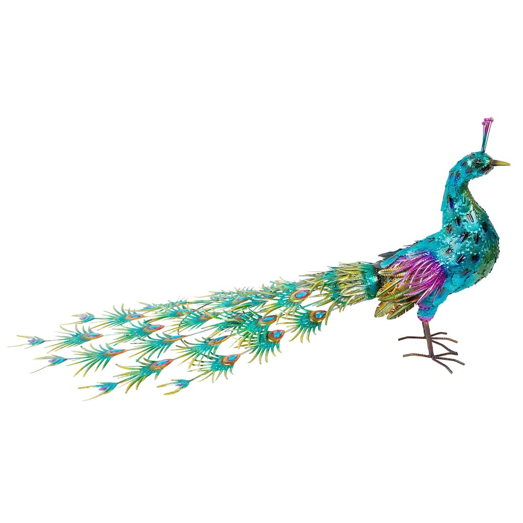 Jumbo Size Blue Majestic Tail Down Peacock Decor