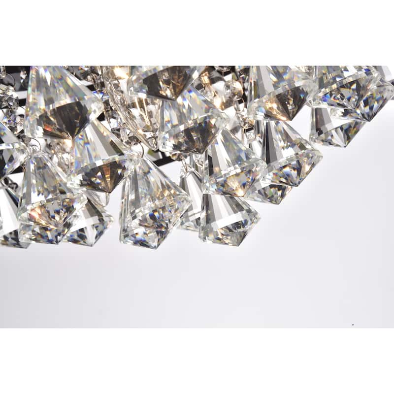 Black 4-Light Beaded Crystal Round Drum Semi Flush Mount