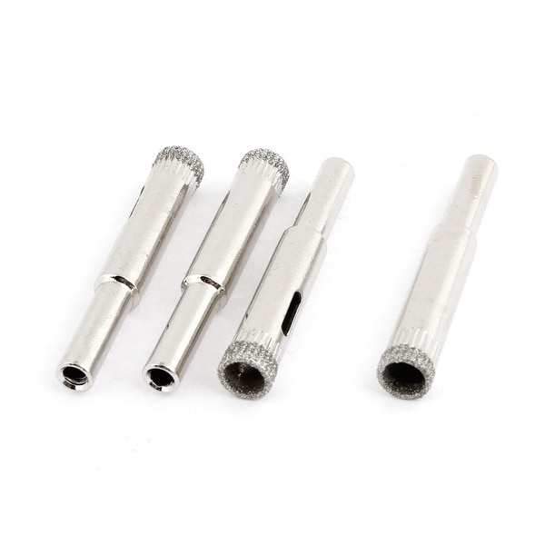Unique Bargains 4 Pcs Diamond Coated Tip Marble Tile 8mm Dia Hole Saw Drilling Silver Tone Metal