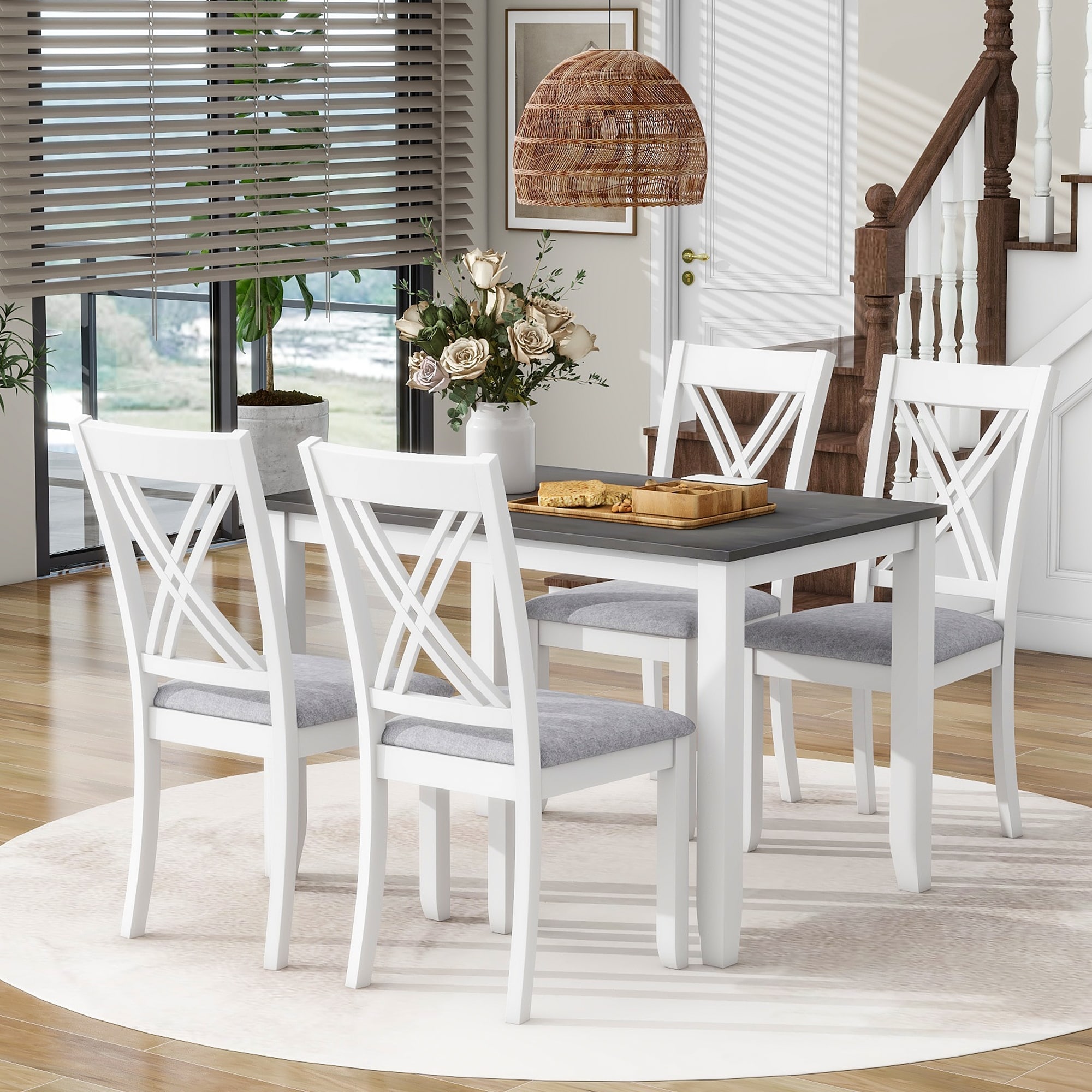 4 Person Modern Minimalist Wood Small Dining Table with 4 Chairs Set for Dining Room Kitchen 5 Piece On Sale Bed Bath Beyond 39929632
