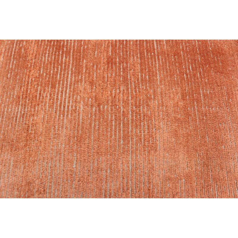 ECARPETGALLERY Hand Loomed Shimmer Copper Viscose, Wool Rug - 5'7 x 7'11