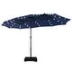 preview thumbnail 22 of 79, MAISON ARTS 15-foot Rectangular Crank Double-sided Outdoor Market Umbrella Solar LED Lighted Patio Umbrella with Base Included