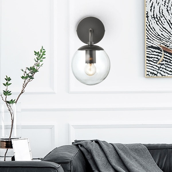 Light Society ZENO Globe Wall Sconce Brushed Brass Clear