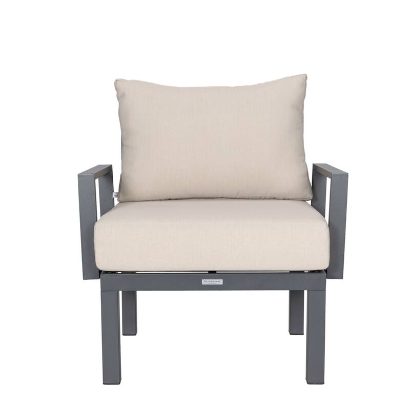 Chelsea 6-Piece Outdoor Patio Sectional Set in Black Aluminum with Removable Cushions for Backyard Garden and Patio Deck