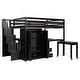 preview thumbnail 48 of 55, Space-Saving Loft Bed with Storage Stairs & Two Drawers, Wooden Full Bed Frmae wiht Shelves Wardrobe, Movable table & Side Desk