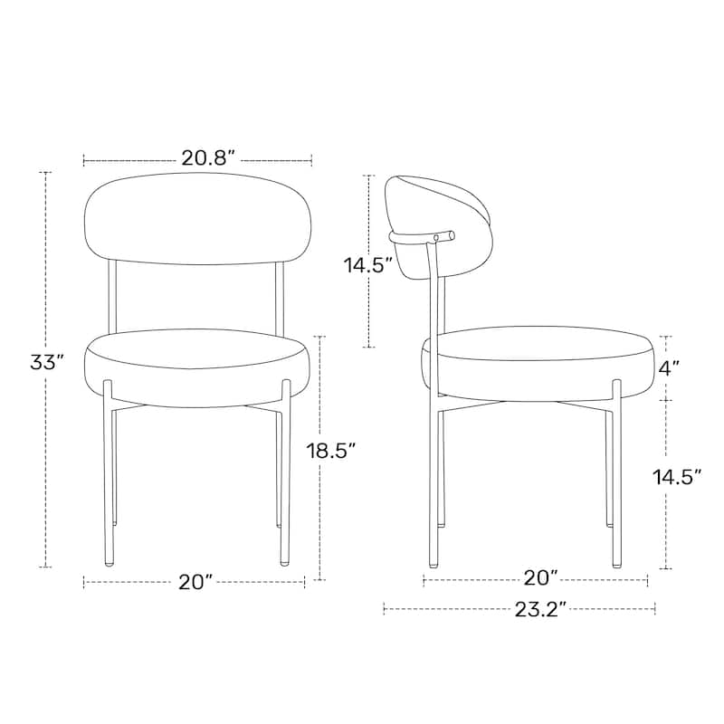 Bayville Mid-Century Curved Back Fabric Upholstered Metal Dining Chair (Set of 4)