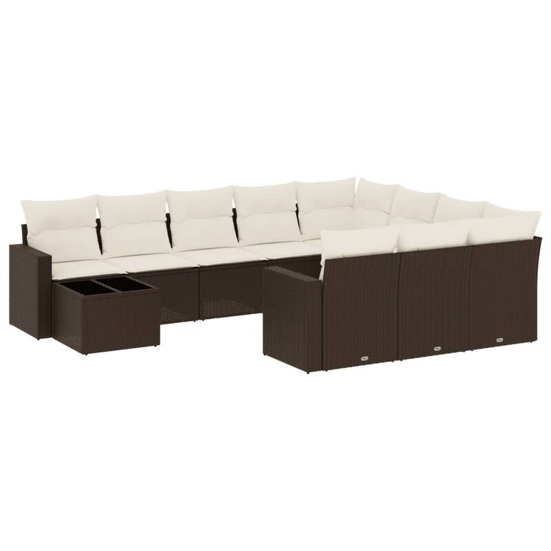 vidaXL Patio Sofa Set with Cushions Outdoor Furniture 11 Piece Poly Rattan